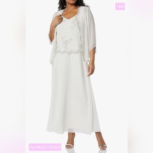 🔥NWT🔥OBO🔥 🟠 J Kara Women's Plus Size Beaded Jacket Dress 16W